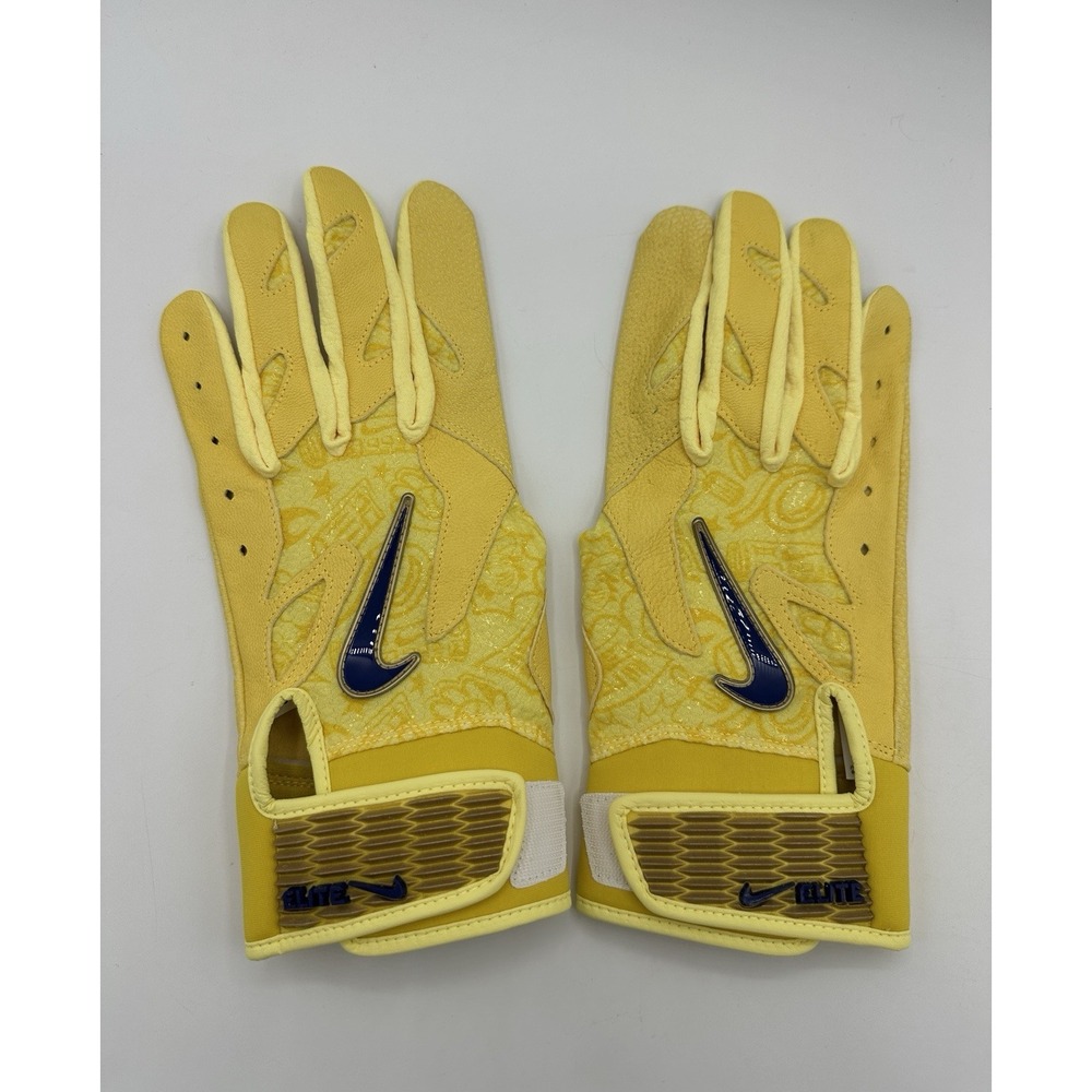 Nike Elite 2.0 Ronald Acuna Jr RA13 Batting Gloves XL Yellow SAMPLE Rare